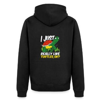 Just Really Love Turtles Turtle Lover - Unisex Premium Organic Zip Hoodie - black - Back - Nico (187cm)