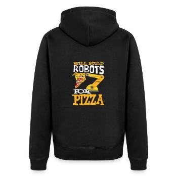 Roboter Pizza Robotertechniker Robotik - Unisex Premium Bio Zip Hoodie - Schwarz - Hinten - Nico (187cm)