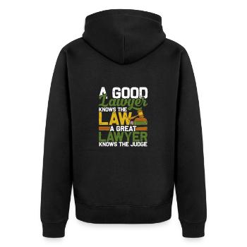 A Good Lawyer Knows The Law Great Barrister Judge - Unisex Premium Organic Zip Hoodie - black - Back - Nico (187cm)