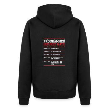 Programmierer Coder Code Computer - Unisex Premium Bio Zip Hoodie - Schwarz - Hinten - Nico (187cm)