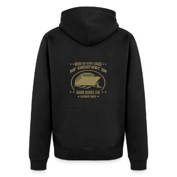 Kreuzfahrt wenn ich nicht gerade auf Kreuzfahrt - Unisex Premium Bio Zip Hoodie - Schwarz - Hinten - Nico (187cm)