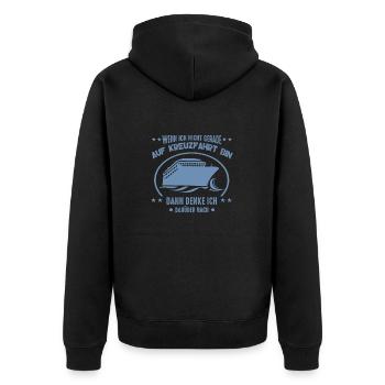 Kreuzfahrt wenn ich nicht gerade auf Kreuzfahrt - Unisex Premium Bio Zip Hoodie - Schwarz - Hinten - Nico (187cm)