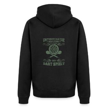 Dartspieler alter Mann - Unisex Premium Bio Zip Hoodie - Schwarz - Hinten - Nico (187cm)