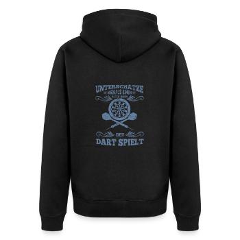 Dartspieler alter Mann - Unisex Premium Bio Zip Hoodie - Schwarz - Hinten - Nico (187cm)