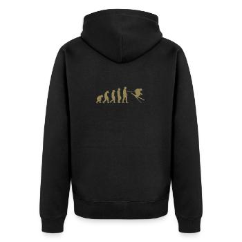 Ski Evolution Tshirt - Unisex Premium Bio Zip Hoodie - Schwarz - Hinten - Nico (187cm)