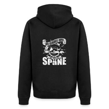 Wo gehobelt wird fallen Späne - Unisex Premium Bio Zip Hoodie - Schwarz - Hinten - Nico (187cm)