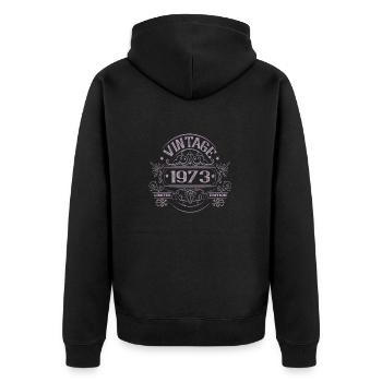 Vintage 1973 Birthday Vintage - Unisex Premium Organic Zip Hoodie - black - Back - Nico (187cm)