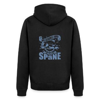 Wo gehobelt wird fallen Späne - Unisex Premium Bio Zip Hoodie - Schwarz - Hinten - Nico (187cm)
