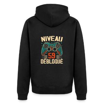 1965 cadeaux 59e Anniversaire, Aventure de 59 Ans - Veste à capuche bio Premium Unisexe - noir - Dos - Nico (187cm)