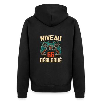 1958 Gifts 66th Anniversary, 66 Year Adventure - Unisex Premium Organic Zip Hoodie - black - Back - Nico (187cm)