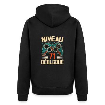 1953 71st Birthday Gifts, 71 Year Adventure - Unisex Premium Organic Zip Hoodie - black - Back - Nico (187cm)