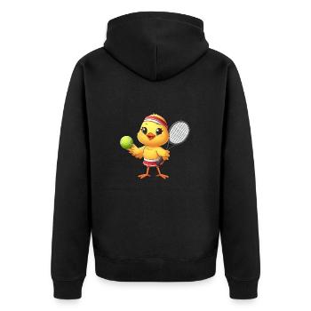 poulet poulet poussin tennis jeu de tennis bande dessinée - Veste à capuche bio Premium Unisexe - noir - Dos - Nico (187cm)