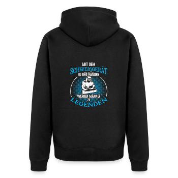 Welder Welding Machine Hands Workwear Indu - Unisex Premium Organic Zip Hoodie - black - Back - Nico (187cm)