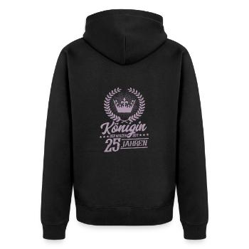 Königin der Herzen seit 25 Jahren Jubiläum - Unisex Premium Bio Zip Hoodie - Schwarz - Hinten - Nico (187cm)
