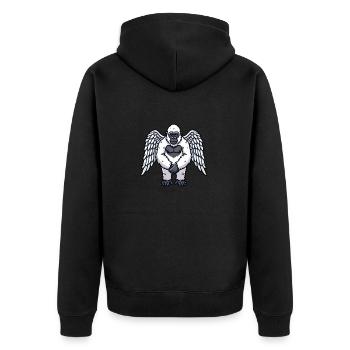 Cute Shy Bigfoot Angel Wings - Unisex Premium Organic Zip Hoodie - black - Back - Nico (187cm)