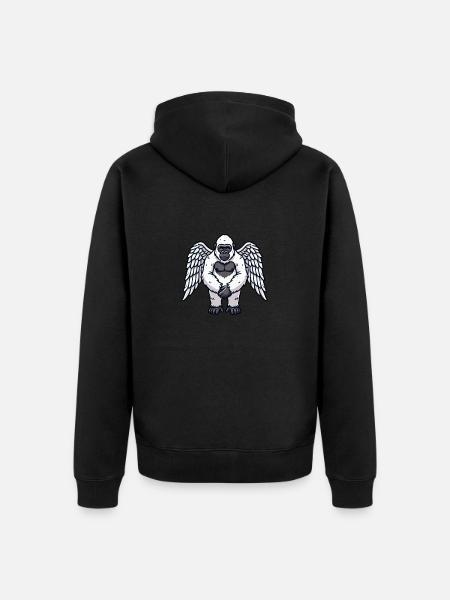 Cute Shy Bigfoot Angel Wings - Unisex Premium Organic Zip Hoodie - black