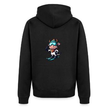 vache bœuf taureau ski skieur sports d’hiver - Veste à capuche bio Premium Unisexe - noir - Dos - Nico (187cm)