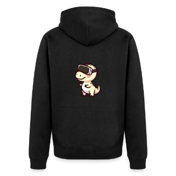 Mignon Dino T-Rex Réalité Virtuelle Gamer Dessin animé - Veste à capuche bio Premium Unisexe - noir - Dos - Nico (187cm)