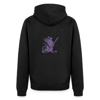 Maus Ratte Eishockeyspieler Silhouette - Unisex Premium Bio Zip Hoodie - Schwarz - Hinten - Nico (187cm)