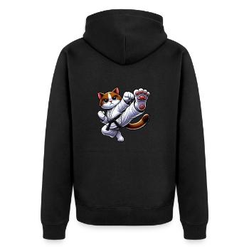 Chat de dessin animé combattant d’arts martiaux - Veste à capuche bio Premium Unisexe - noir - Dos - Nico (187cm)