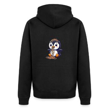 Cute Penguin Spaghetti Cartoon Spill - Unisex Premium Organic Zip Hoodie - black - Back - Nico (187cm)
