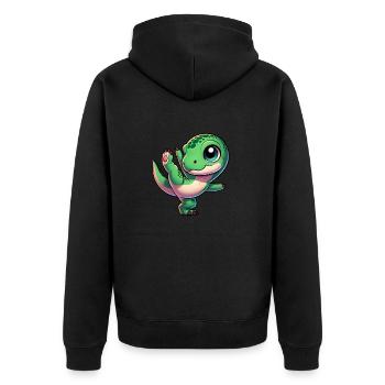 Dancing T-Rex on one leg Balancing dinosaur - Unisex Premium Organic Zip Hoodie - black - Back - Nico (187cm)