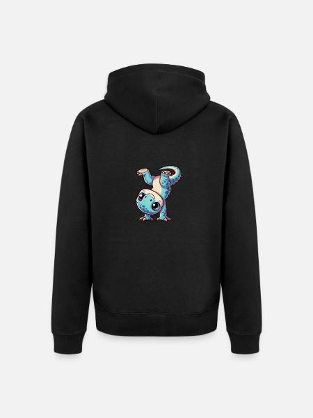 T-Rex handstand sporty clumsy - Unisex Premium Organic Zip Hoodie - black