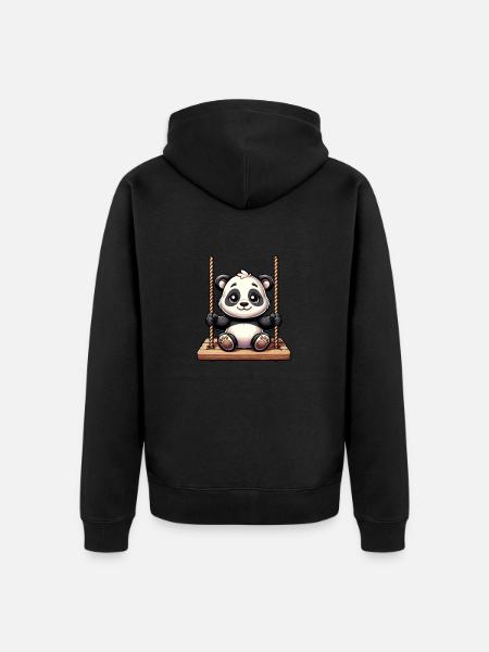 Søt panda husker på lekeplassen - Premium økologisk unisex-hettejakke - svart