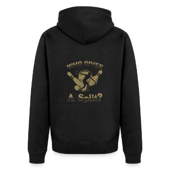 Bowling Saying Who gives a Split - Unisex Premium Organic Zip Hoodie - black - Back - Nico (187cm)
