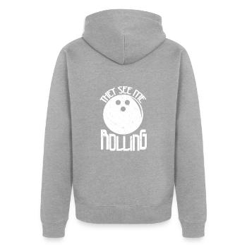 Bowling Skittles Bowler Saying Funny - Unisex Premium Organic Zip Hoodie - heather grey - Back - Nico (187cm)
