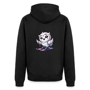 Schneeeule Skifahrer Wintersport Eule Winter - Unisex Premium Bio Zip Hoodie - Schwarz - Hinten - Nico (187cm)