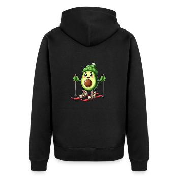 Avocado Wintersport Urlaub - Unisex Premium Bio Zip Hoodie - Schwarz - Hinten - Nico (187cm)