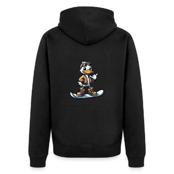 Comic Duck Snowboarding Winter Winter Sports - Unisex Premium Organic Zip Hoodie - black - Back - Nico (187cm)