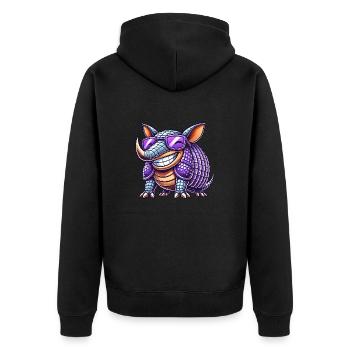 Cool Armadillo Cartoon Sunglasses Summer - Unisex Premium Organic Zip Hoodie - black - Back - Nico (187cm)
