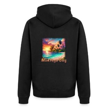 Jamaïque coucher de soleil plage Grunge Design - Veste à capuche bio Premium Unisexe - noir - Dos - Nico (187cm)