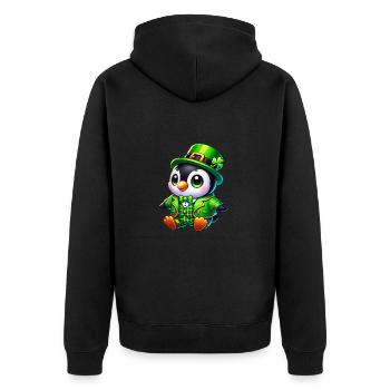 Dessin animé mignon du pingouin de Saint-Patrick - Veste à capuche bio Premium Unisexe - noir - Dos - Nico (187cm)