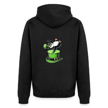 St. Patrick's Day Pinguin Tanz Kleeblatt Spaß - Unisex Premium Bio Zip Hoodie - Schwarz - Hinten - Nico (187cm)
