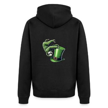 St. Patrick's Sloth Shamrock Handstand - Unisex Premium Organic Zip Hoodie - black - Back - Nico (187cm)