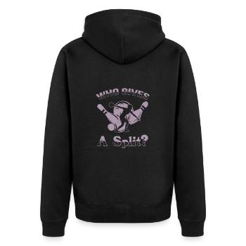 Bowling Saying Who gives a Split - Unisex Premium Organic Zip Hoodie - black - Back - Nico (187cm)