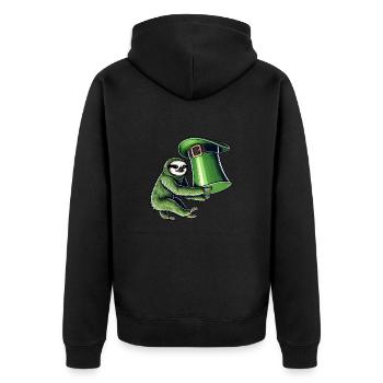 St. Patricks Day Faultier Zylinder Grün - Unisex Premium Bio Zip Hoodie - Schwarz - Hinten - Nico (187cm)