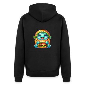 Cute Turtle Hamburger Whimsical Hat - Unisex Premium Organic Zip Hoodie - black - Back - Nico (187cm)
