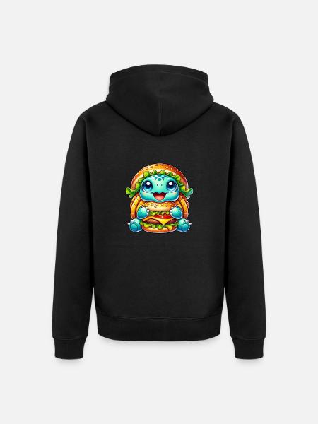 Cute Turtle Hamburger Whimsical Hat - Unisex Premium Organic Zip Hoodie - black