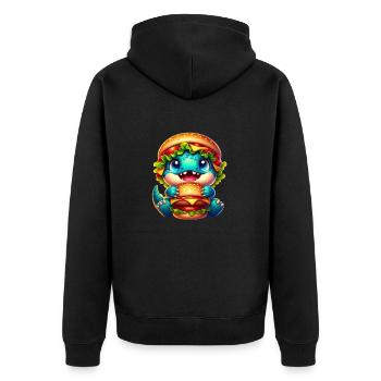 Mignon T-Rex Burger Fantaisiste Drôle Restauration rapide - Veste à capuche bio Premium Unisexe - noir - Dos - Nico (187cm)