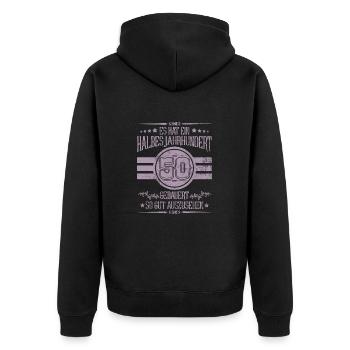 50. Geburtstag halbes Jahrhundert gut aussehen - Unisex Premium Bio Zip Hoodie - Schwarz - Hinten - Nico (187cm)