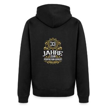Perfektion gereift 33 Geburtstag Retro Stil - Unisex Premium Bio Zip Hoodie - Schwarz - Hinten - Nico (187cm)