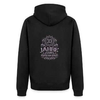 Perfektion gereift 33 Geburtstag Retro Stil - Unisex Premium Bio Zip Hoodie - Schwarz - Hinten - Nico (187cm)