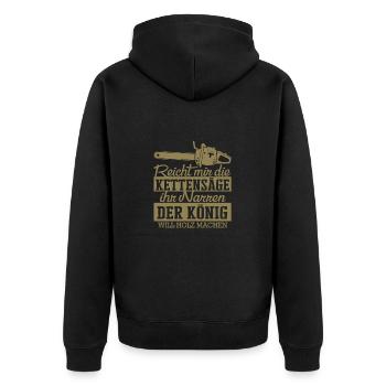 Tischler Humor Kettensäge Holzarbeit Narren - Unisex Premium Bio Zip Hoodie - Schwarz - Hinten - Nico (187cm)