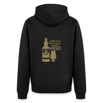 Schlechte Entscheidungen Whiskey Sprüche - Unisex Premium Bio Zip Hoodie - Schwarz - Hinten - Nico (187cm)