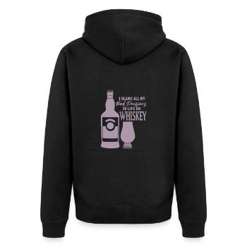 Schlechte Entscheidungen Whiskey Sprüche - Unisex Premium Bio Zip Hoodie - Schwarz - Hinten - Nico (187cm)