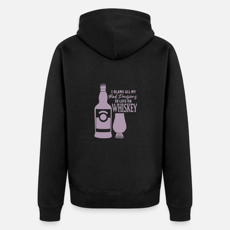 Mauvaises décisions Dicton du whisky - Veste à capuche bio Premium Unisexe - noir
